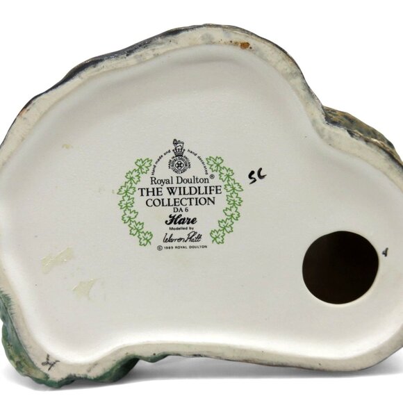 ROYAL DOULTON Wildlife Collection Hare DA6 Figurine on Wooden Base Vintage - Picture 6 of 13